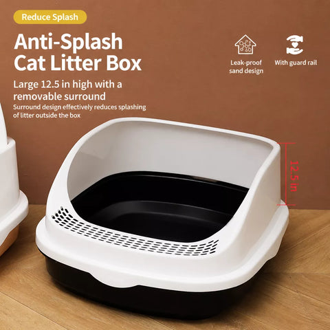 Semi-Enclosed Cat Litter Box with High Sides p-05678