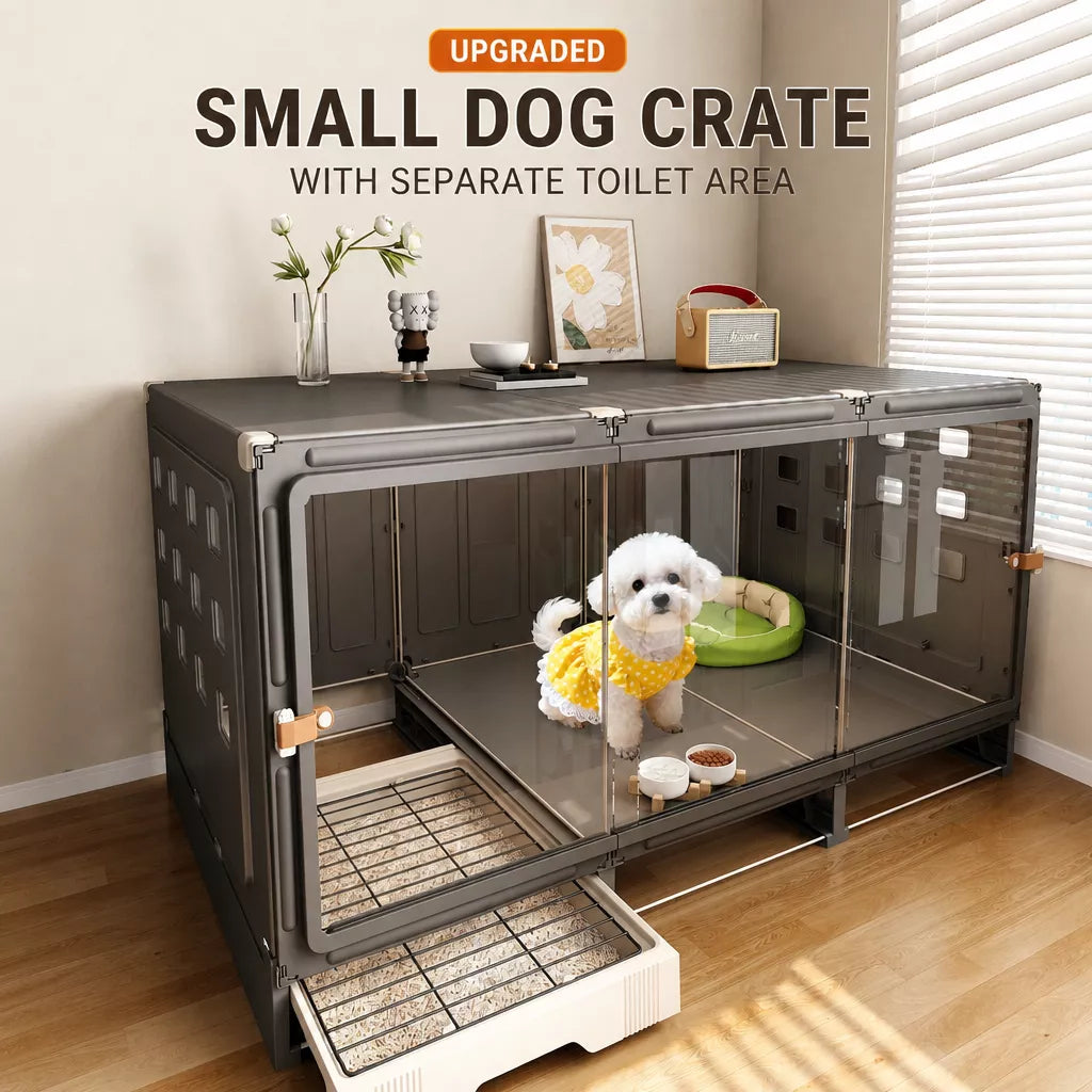 Small Dog Crate with Separate Resting and Toilet Area
