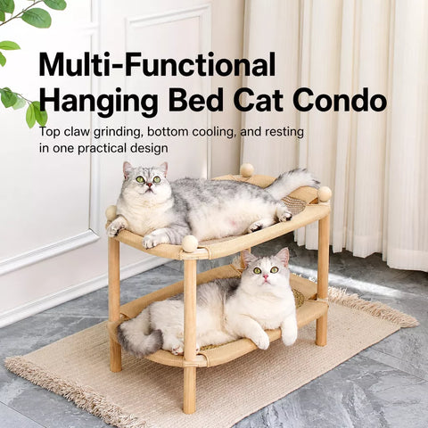 Two-Tier Wooden Cat Bed
