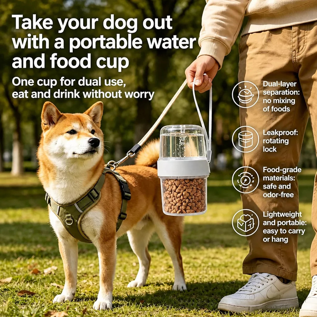 2-in-1 Portable Dog Water Bottle & Treat Container