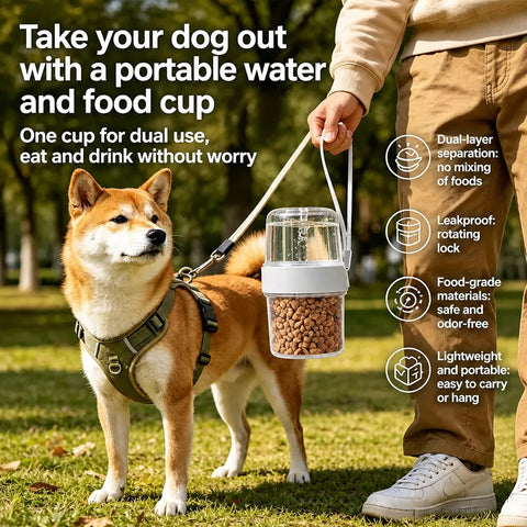 2-in-1 Portable Dog Water Bottle & Treat Container