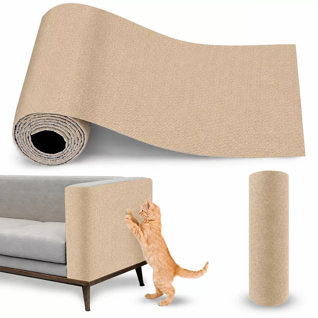 Cat Scratching Mat for Wall or Floor Placement with Hook-and-Loop Fastening