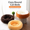 Round Faux Plush Pet Bed for Cats and Small Dogs