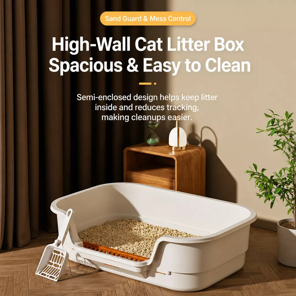 High-Sided Open Cat Litter Box p-05713