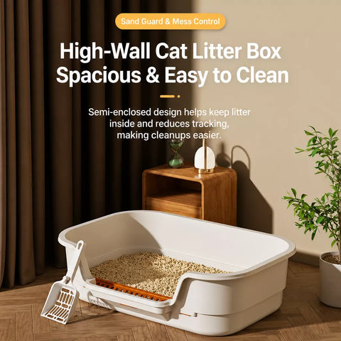 High-Sided Open Cat Litter Box p-05713