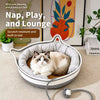 Linen-Look Cat Bed with Integrated Scratching Pad