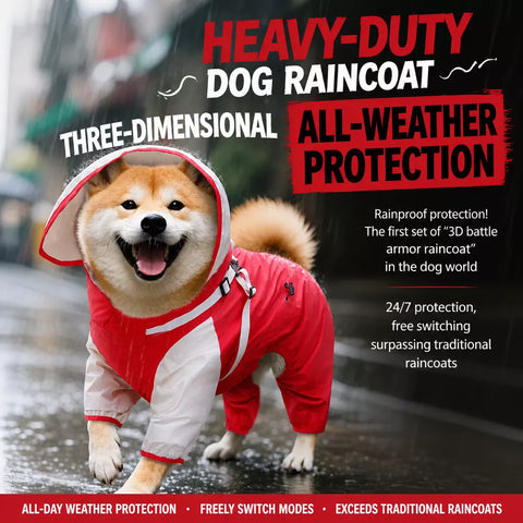 Hooded Four-Leg Dog Raincoat for Rainy Walks