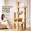 Solid Wood Cat Tree with Perches, Resting Areas & Scratching Feature