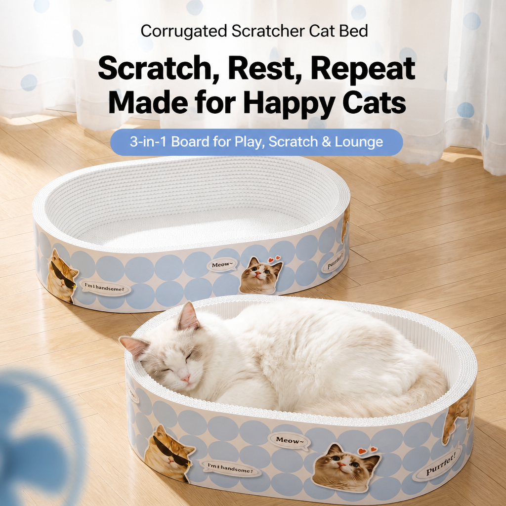 Corrugated Cardboard Cat Scratcher Bed