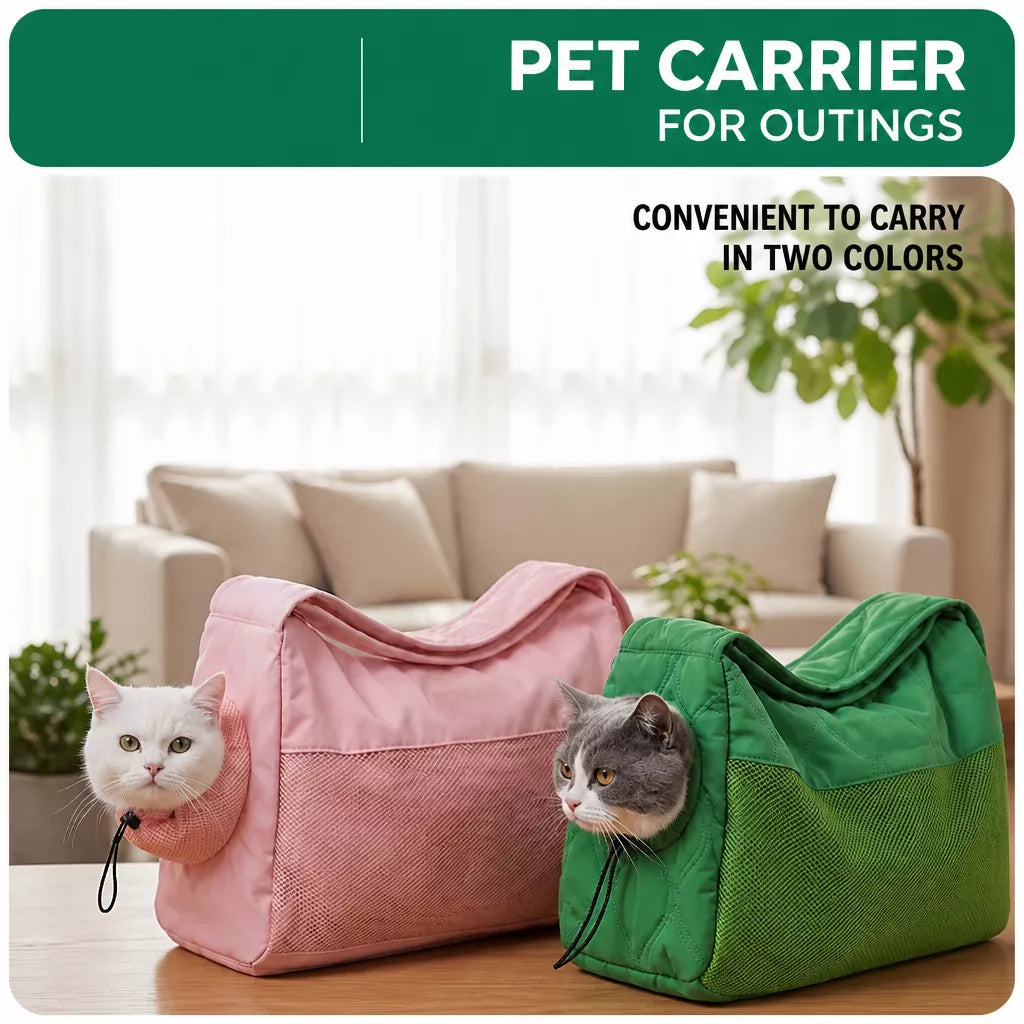 Portable Mesh Pet Carrier with Shoulder and Crossbody Straps
