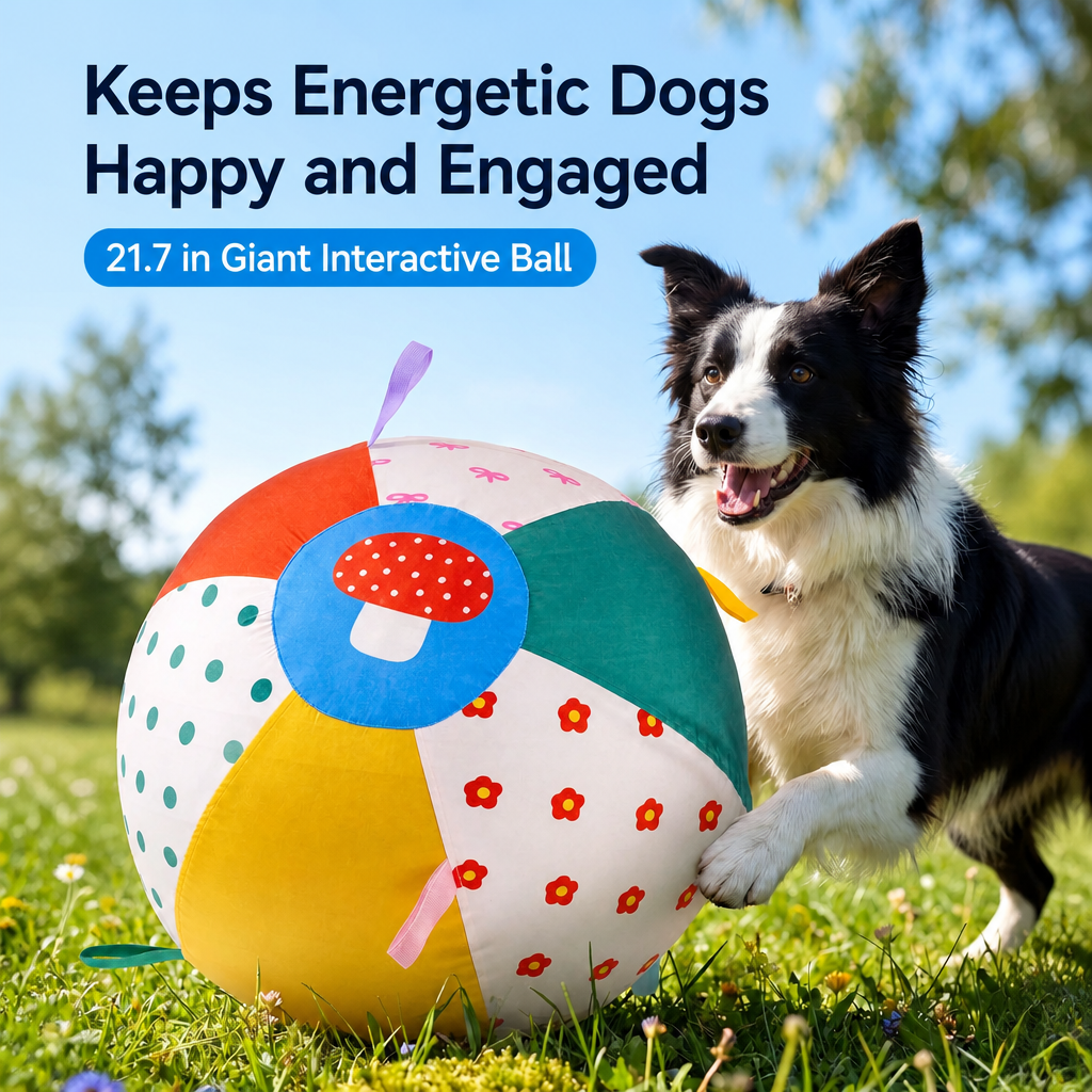 Oversized Interactive Dog Ball for Fetch and Tug-of-War