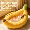Banana-Shaped Plush Pet Bed for Cats and Small Dogs