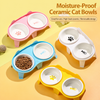 Ceramic Double Cat Bowls with Stand