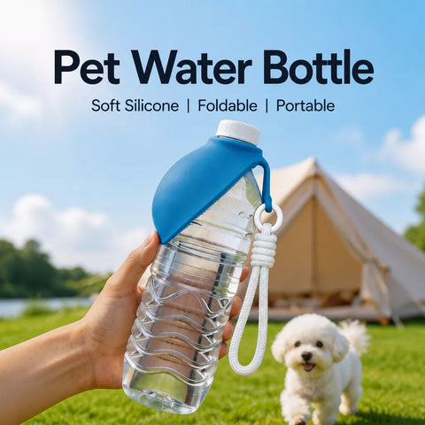 Portable Foldable Dog Water Bottle with Silicone Bowl