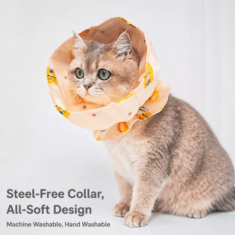 Adjustable Nylon Pet Cone with Lucky Cat Print