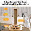 4-in-1 Cat Scratching Post with Sisal Mat and Interactive Toy