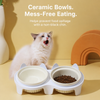Ceramic Double Pet Bowls with Elevated Stand
