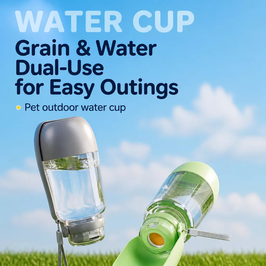 2-in-1 Portable Pet Water Bottle for Dogs & Cats