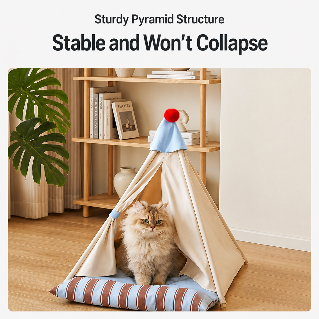 Semi-Enclosed Pet Tent Bed for Cats and Dogs