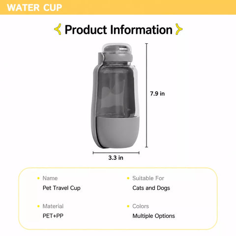 2-in-1 Portable Pet Water Bottle for Dogs & Cats