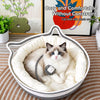 Linen-Look Cat Bed with Integrated Scratching Pad