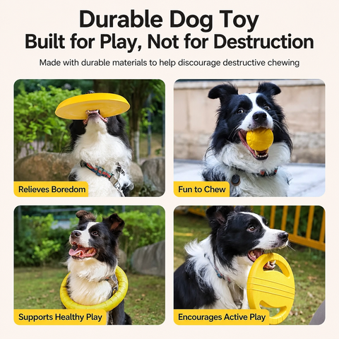 Interactive Dog Toy Collection with Frisbee, Tug Rings & Ball