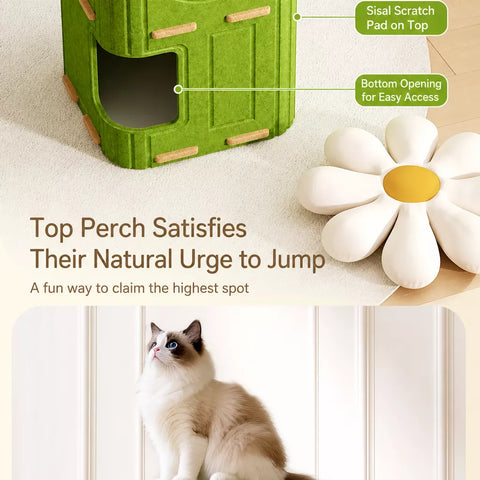 Multi-Level Cat Tree with Enclosed Hideaway & Scratching Boards