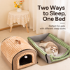 Enclosed Plush Pet Bed with Door Curtain for Cats and Dogs