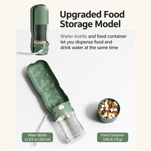 Foldable Pet Water Bottle & Feeder for Dogs and Cats