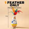 Linen Tumbler Toy for Cats and Dogs with Feather Pieces and Solid Wood Base