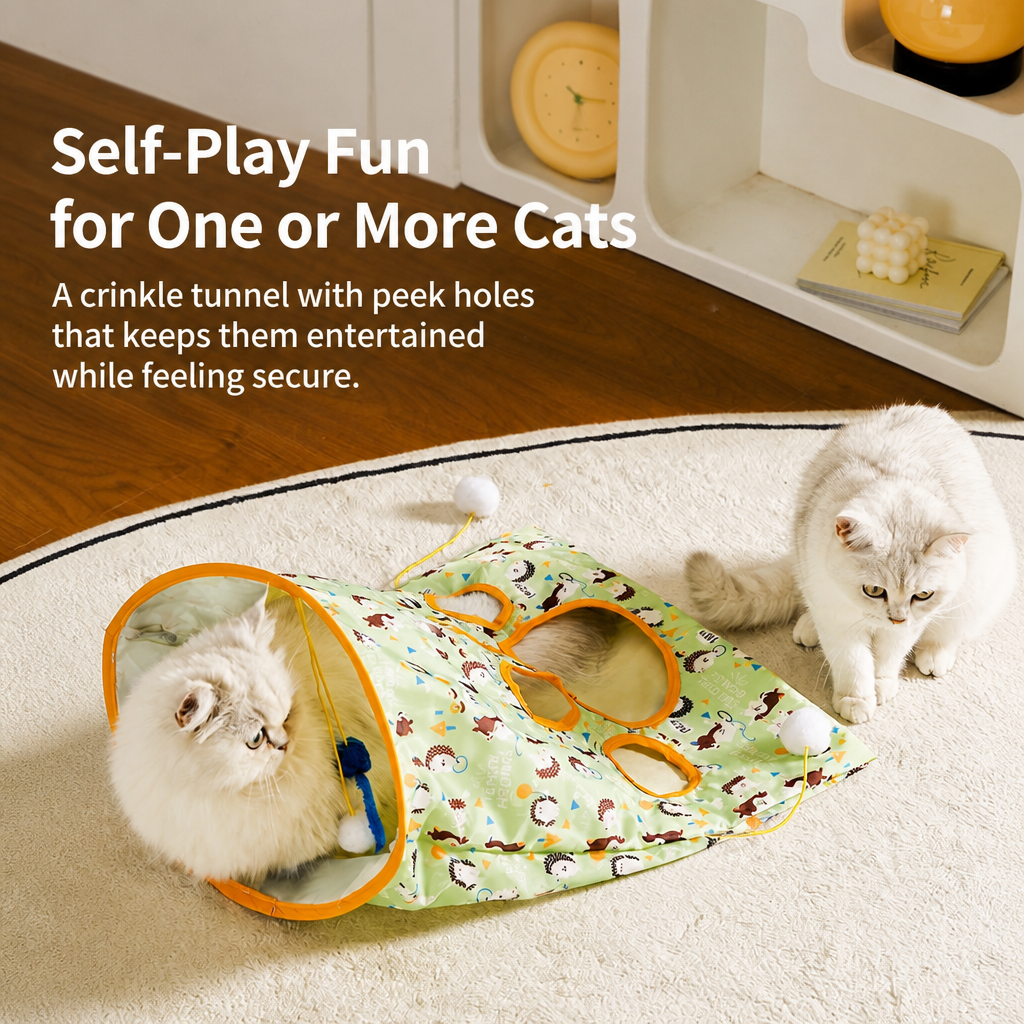 Foldable Crinkle Cat Tunnel Toy