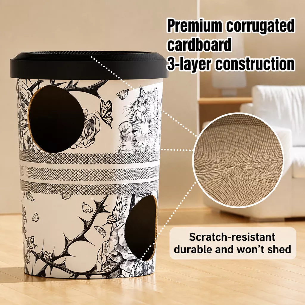 Three-Level Milk Tea Cup-Inspired Cat Scratcher House