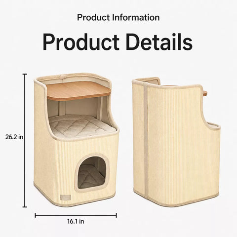 Square Sisal Cat Scratching Barrel with Integrated Bed