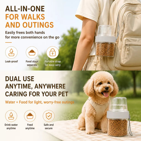 2-in-1 Portable Dog Water Bottle & Treat Container