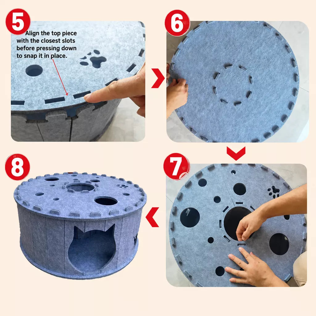 Donut-Shaped Felt Cat Scratcher Tunnel Bed