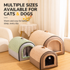 Enclosed Plush Pet Bed with Door Curtain for Cats and Dogs