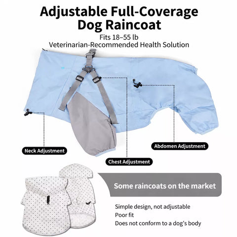 Hooded Four-Leg Dog Raincoat for Rainy Walks
