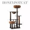 Rubberwood Cat Tree with Hideaway Bed for Multiple Cats