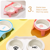 Ceramic Double Cat Bowls with Stand