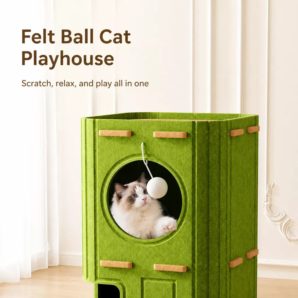 Multi-Level Cat Tree with Enclosed Hideaway & Scratching Boards