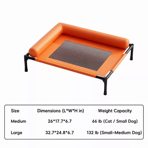 Elevated Faux Leather Pet Bed for Cats and Small to Medium Dogs