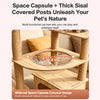 Wooden Cat Tree with Scratching Post and Enclosed Cat House