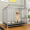 Reinforced Metal Dog Crate with Integrated Toilet Area