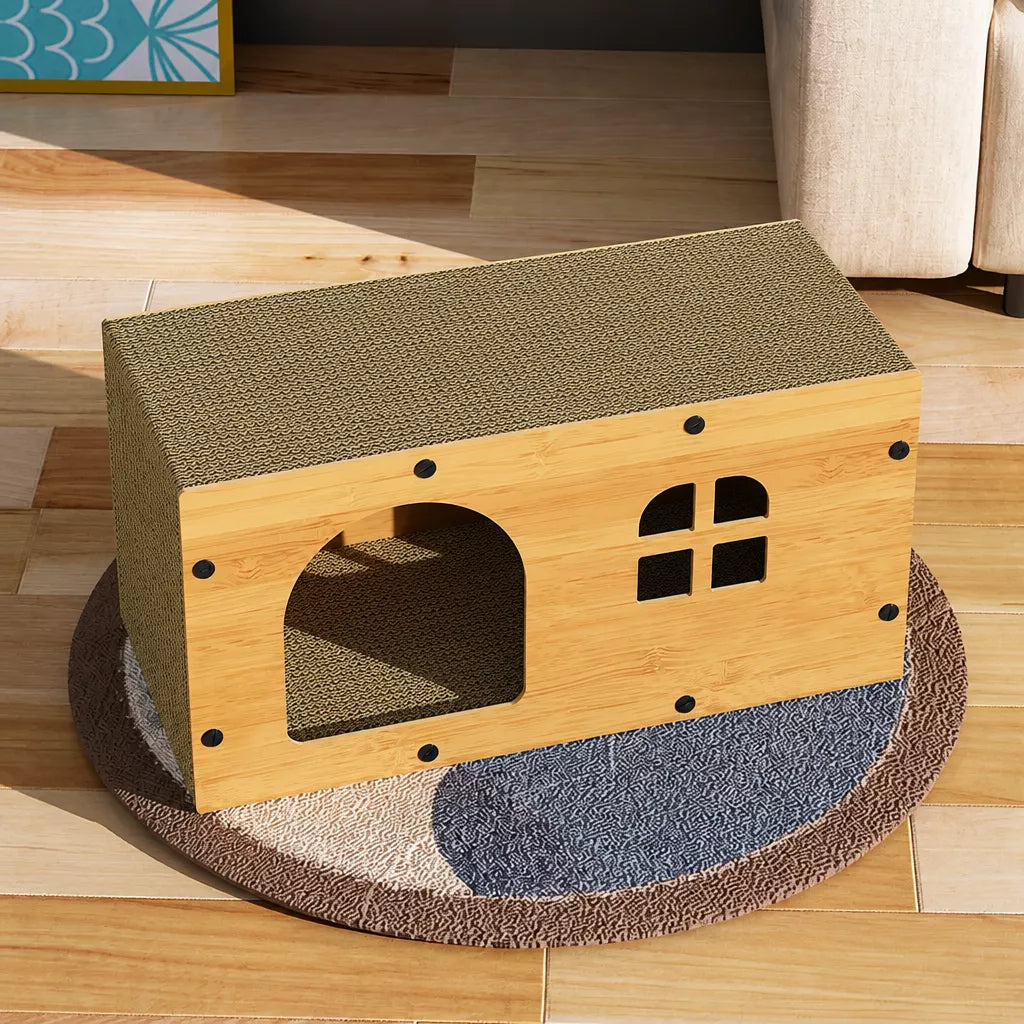 Spacious Corrugated Cardboard Cat Scratcher House