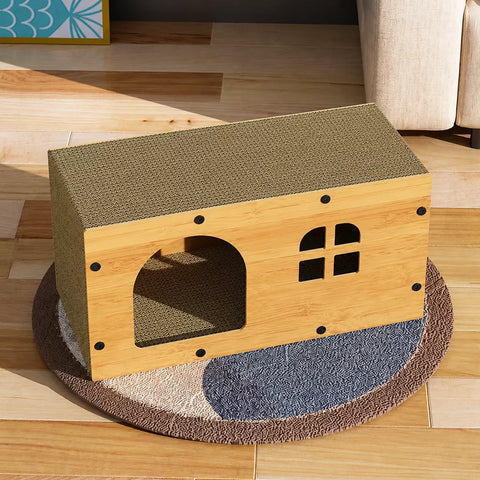Spacious Corrugated Cardboard Cat Scratcher House