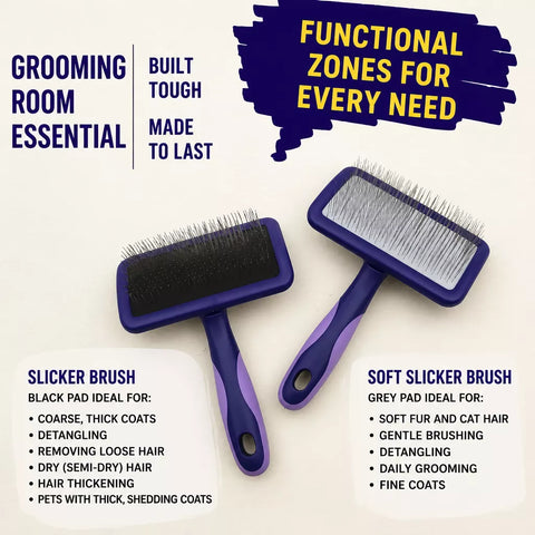 Dog & Cat Grooming Pin Brush for Loose Fur & Tangles