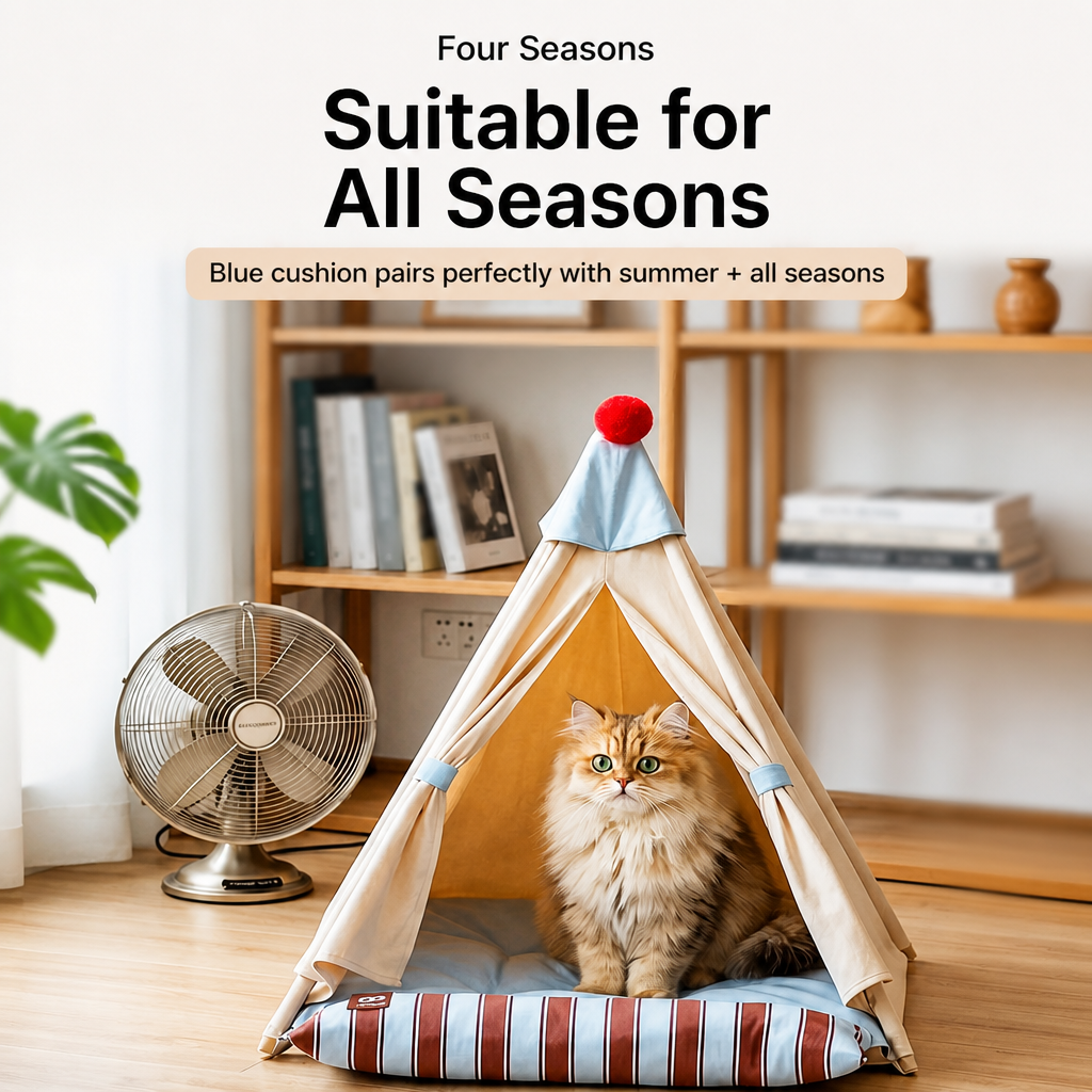 Semi-Enclosed Pet Tent Bed for Cats and Dogs