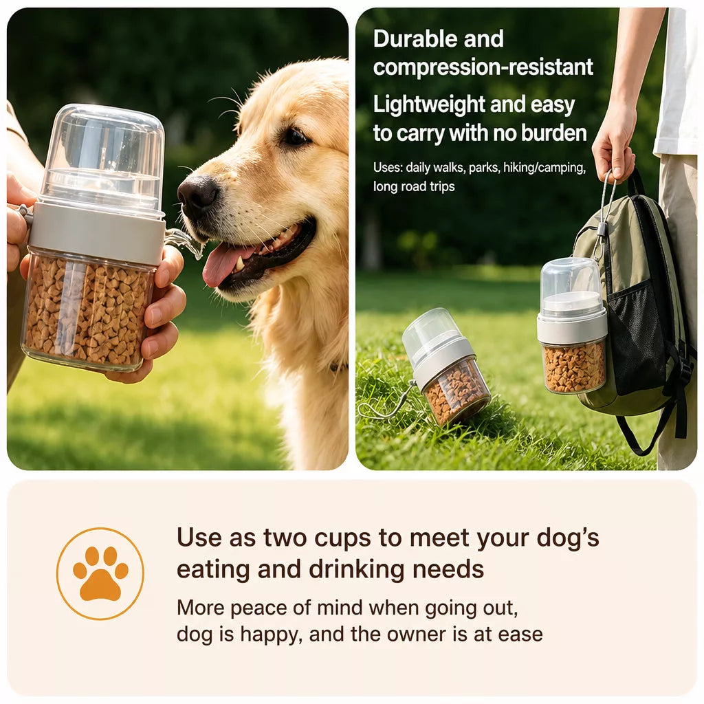 2-in-1 Portable Dog Water Bottle & Treat Container