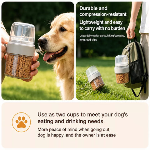 2-in-1 Portable Dog Water Bottle & Treat Container