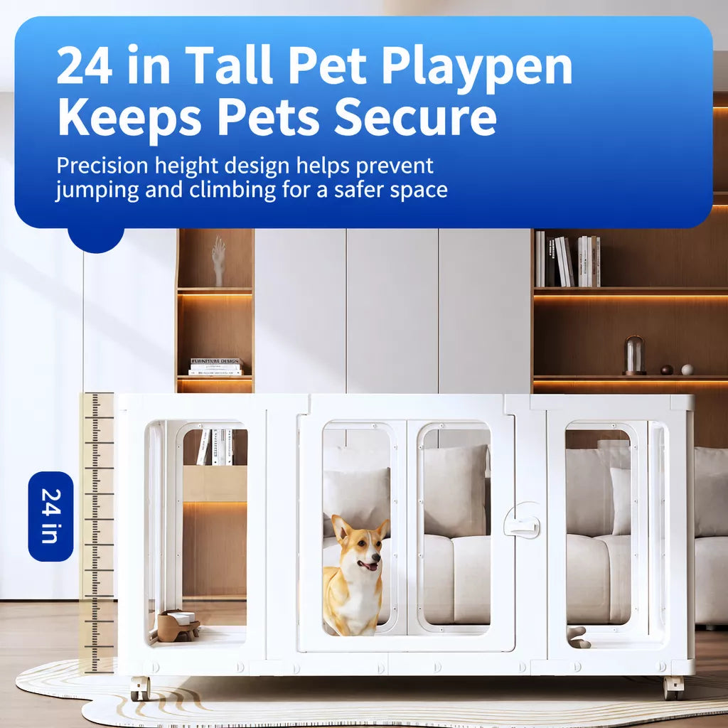 Movable Indoor Playpen with Door for Small Dogs